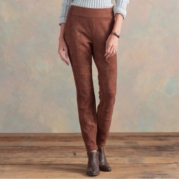 Sundance Faux Suede Soft Brown Leggings Pants Size 4 - Picture 1 of 6